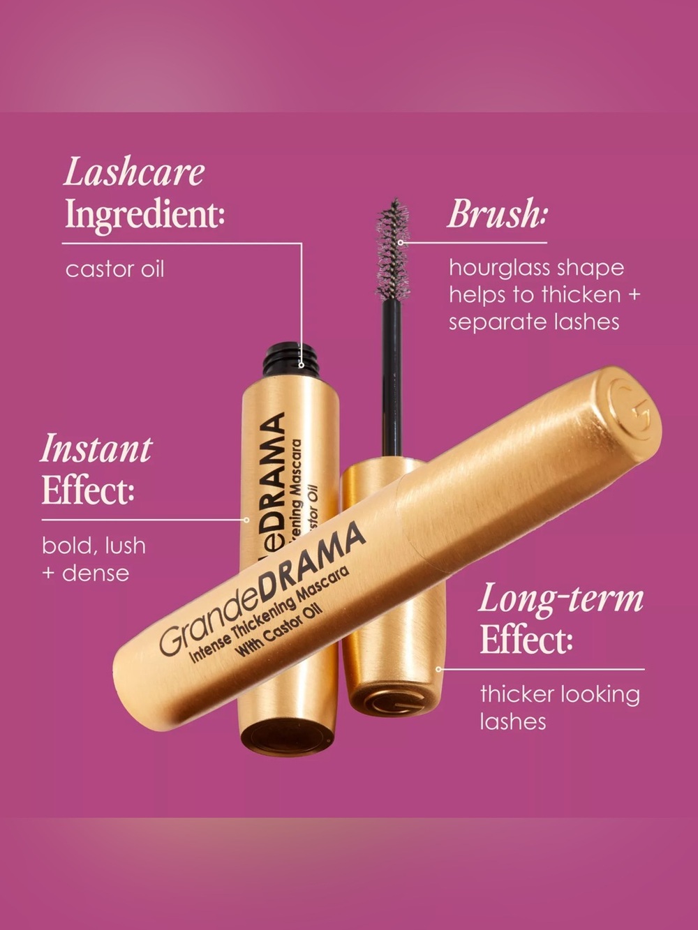 GrandeDRAMA Intense Thickening Mascara with Castor Oil/ Black - Picture 8 of 9